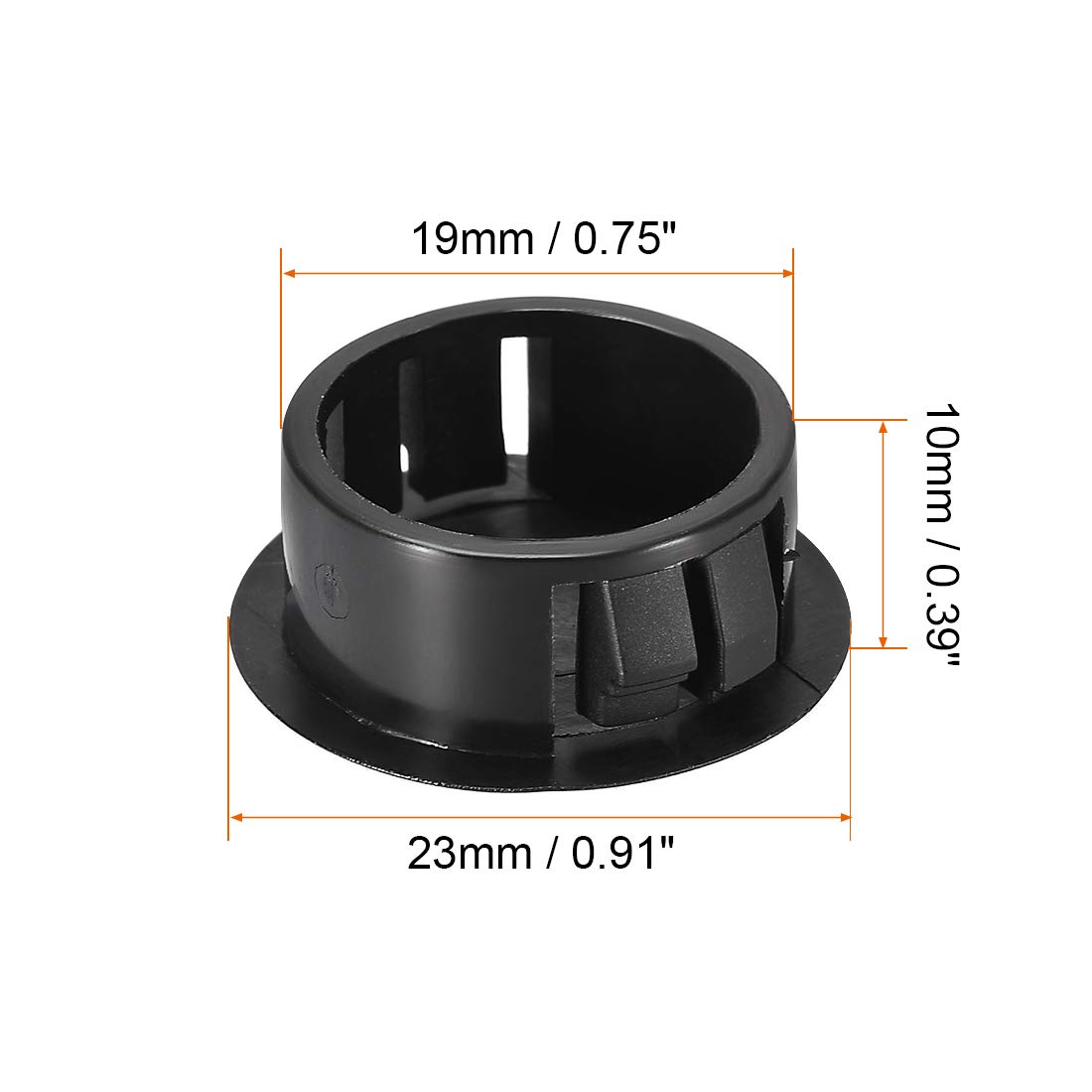 Sourcingmap 20pcs Mounting 19mm X 10mm Black Nylon Round Snap Panel Locking Hole Plugs Cover, 19mm-20pcs - Image 3