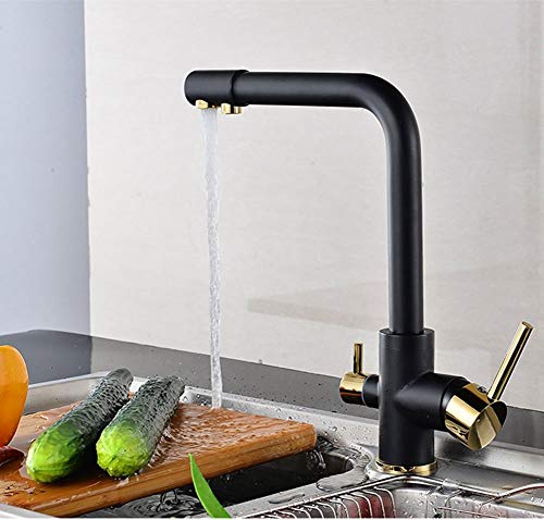 Mitigeur noir rotatif en cuivre pour évier de cuisine et lavabo moderne