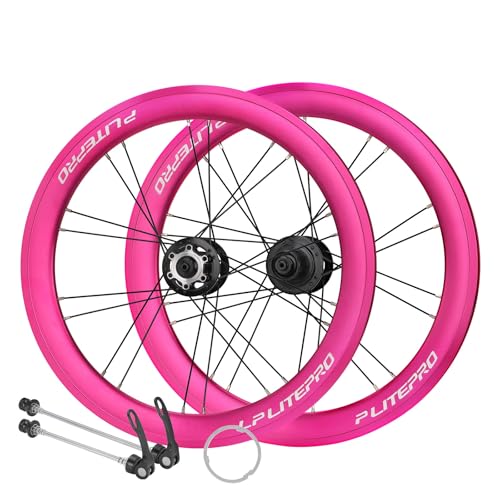 406/451/ BMXホイールセット 20インチ 折りたたみ自転車ホイールセット ディスクブレーキ フロントリアホイール 100/135MM QR アルミ合金 リム高 40mm 8/9/10/11スピード(Rose Red 451)