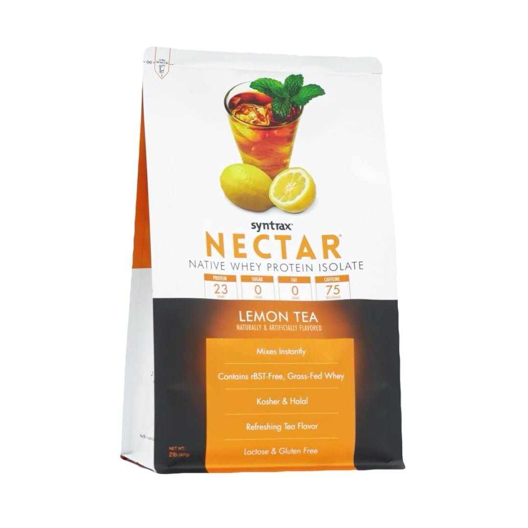 Syntrax Nectar, Lemon Tea 2 lbs. Native Whey Protein Isolate, 100g Caffeine — Amazon image 2