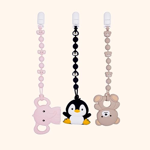 Miniatura 4 de Juguete mordedor de silicona de grado alimenticio para bebés con diseño de una sola pieza, soporte para chupete, juguetes para aliviar el dolor de