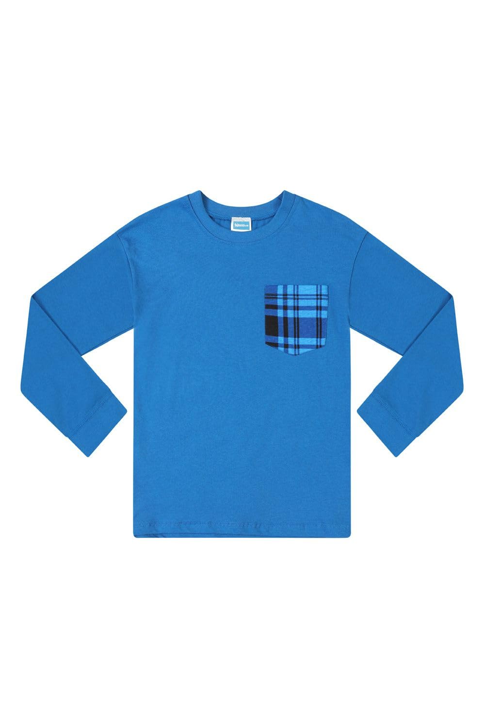 ThePyjamaFactory Long en Pyjama Long Coton Carreaux Bleus pour Garçon