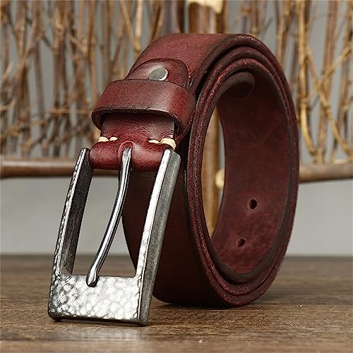 JSEIAJB Men's Fashion Stainless Steel Buckle Belt Versatile Thickened Hammered Pattern Belt2