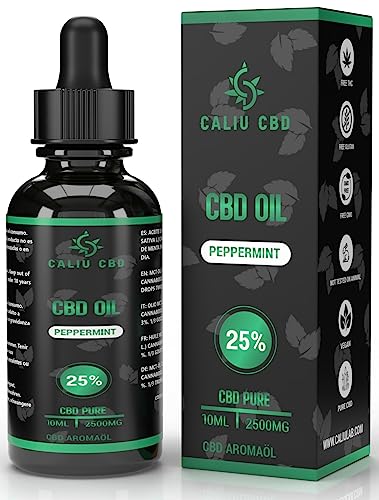 CALIU CBD | Huile de CBD Bio 25% (2500mg) | 10ml - 400 Gouttes | Arôme Menthe | Huile de Chanvre Premium | 0% THC | Fabriqué dans l’UE | Bien-être & Sommeil | cdb Hemp Oil.