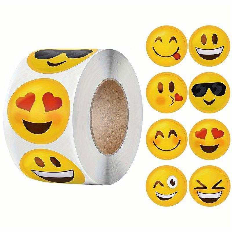 PLAYZOCO Autocolantes de emojis para crianças, autocolantes de emojis infantis, autocolantes infantis, decalques infantis de rostos emojis, autocolantes de animais em rolo, 500 autocolantes de 2,5 cm