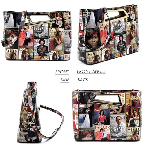 Michelle Obama Magazine Cover Printed Crossbody Bag Clutch Purse Top Handle Bag4