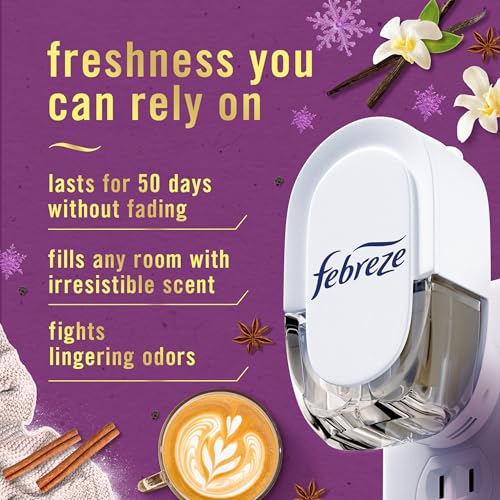 Febreze Plug In Air Freshener, Odor-Fighting Scented Oil Refill, Air Fresheners for Home and Bathroom and Kitchen, Long Lasting for Strong Odors, Cuddle Weather Scent, 0.87oz Refills, 2 Count - image 2