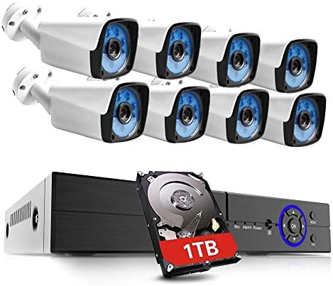 Home Security Camera System,ISEEUSEE 8 Channel DVR Video Recorder and 8 x 1080P HD Outdoor IP66 Weatherproof CCTV Cameras, Support Smart Playback, Instant Email Alert, 1TB Hard Drive Included