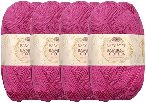 JubileeYarn Baby Soft Bamboo Cotton Yarn - 50g/Skein - Shades of Neutral Tones - 4 Skeins