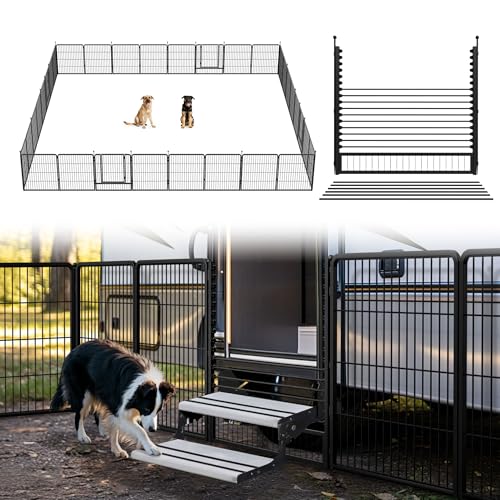Image of FXW Instant Dog Playpen with RV Step Grid for RV Camping, 32 inch H, 32 Panels