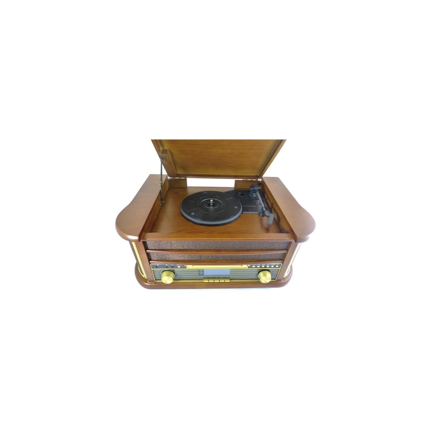 INOVALLEY RETRO29 E Chaîne Hifi vinyle style rétro Bluetooth Lecteur CD K7 Audio FM USB