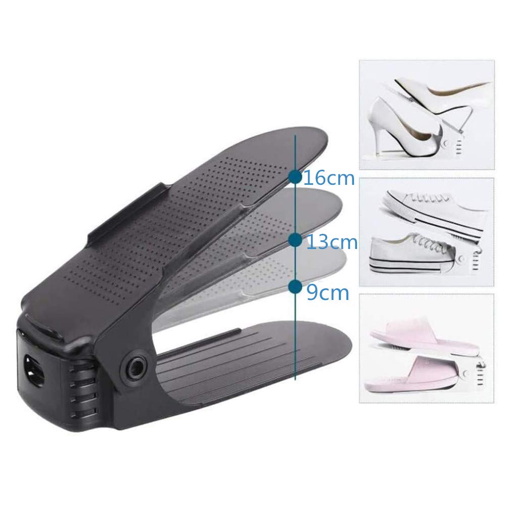 HENGMEI set di 30 Regolabile Scarpiera Salvaspazio Portascarpe Organizer Scarpe Portascarpe Regolaili in Plastica, Nero