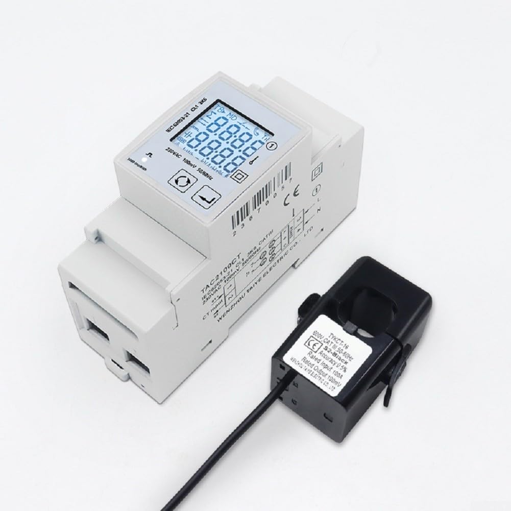 Contatore di corrente su guida DIN monofase RS485 contatore di energia | RS485 Comunicazione, monofase, esterno per ct, monitoraggio solare PV, dati in tempo reale