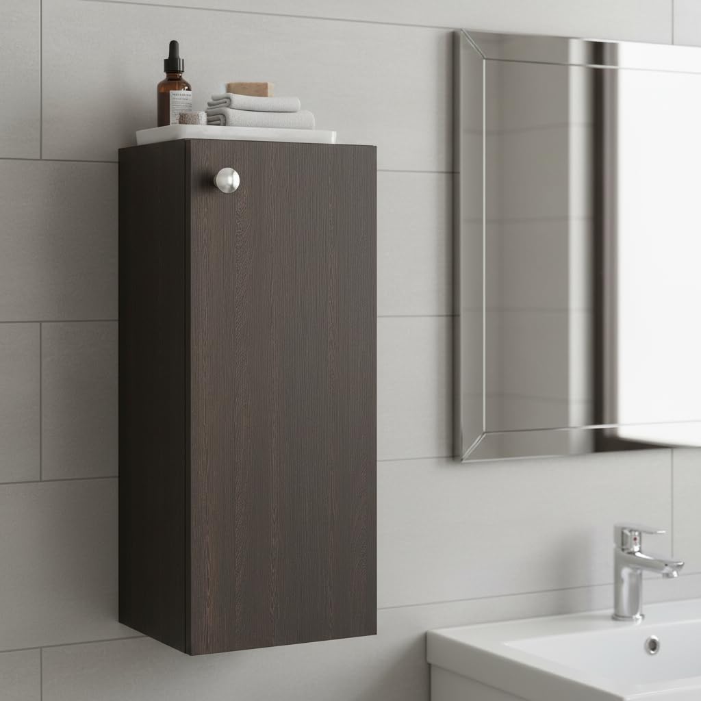 Marbin Modern Tall Storage Cabinet with Door & Shelves | Space Saving Bathroom Organizer, Bedroom Side Cabinet & Multipurpose Cupboard | Engineered Wood, 35x26x83cm Wenge Finish-picture-14