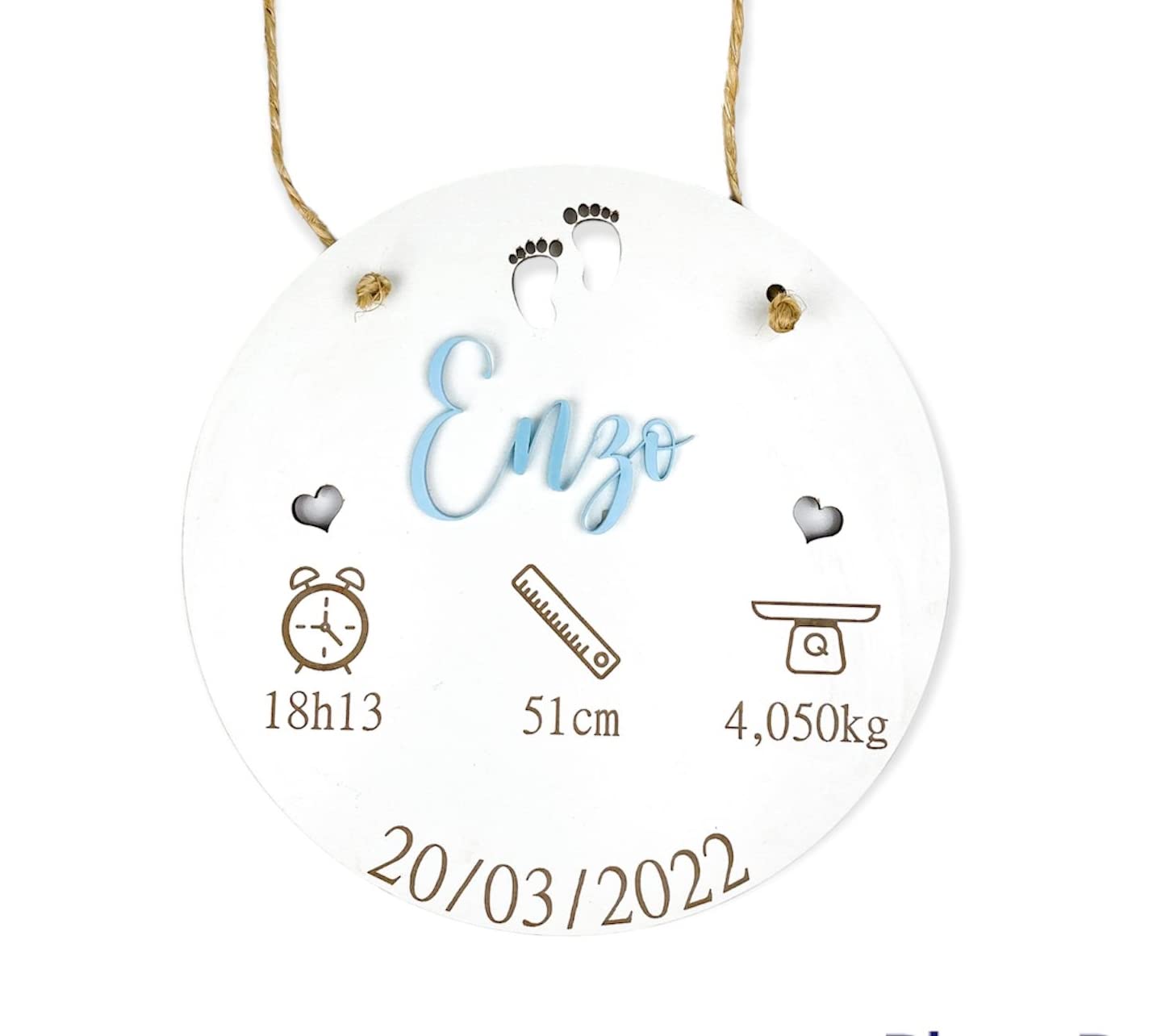Natalicio personalizado en madera.Regalo bebe, recién nacido- Placa Natalicio Personalizada de Madera de haya- Cartel Nacimiento Nombre del Bebé – Decoración Habitación Infantil