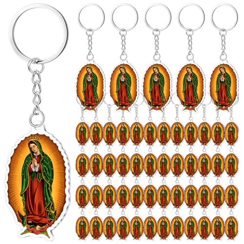 Nosiny 100 Pcs Our Lady of Guadalupe Recuerdos De Bautizo Keychains Gifts