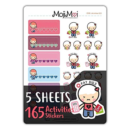 Pay Bills, Activities-Theme Stickers for Life Planner, kawaii Stickers, MojiMoi - Erin Condren Planner Stickers, Happy Planner, Kikki Stickers, MojiMoi