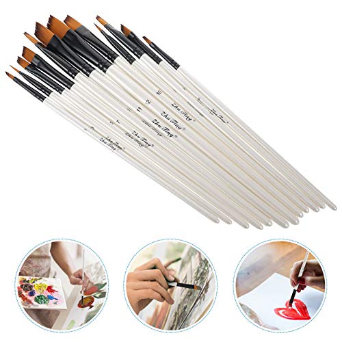 NUOBESTY Conjunto de pincéis de pintura artística com 12 peças, kit de pincéis de pintura angular pa