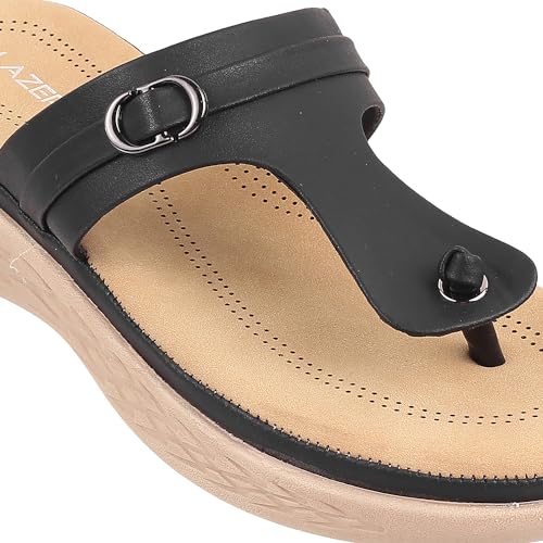 Image of Lazera Womens Ultimate Comfort Flat Casual Chappal Black