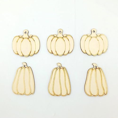 Miniatura 4 de 1 juego de recortes de calabaza sin terminar rebanadas de madera para manualidades de Halloween con cuerda decoración creativa para material de