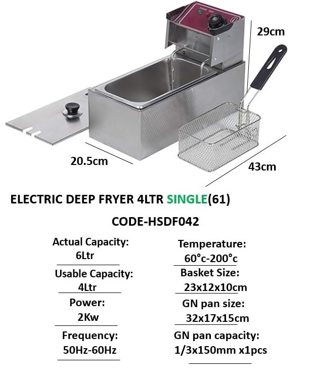 Image of newBasics Deep Fryer Electric Stainless Steel with Variable Temperature Control - (4 Liters)