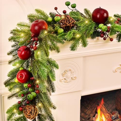 Christmas-Garland-Decorations-59-FT-Norfolk-Pine-Garland-with-Faux-Fruits-Berries-Cedar-Garland-Pine-Garland-Christmas-Garland-for-Mantle-Indoor-Outdoor-Table-Door-Christmas-Decor Christmas Garland Decorations 59 FT Norfolk Pine Garland with Faux Fruits Berries Cedar Garland Pine Garland Christmas Garland for Mantle Indoor Outdoor Table Door Christmas Decor