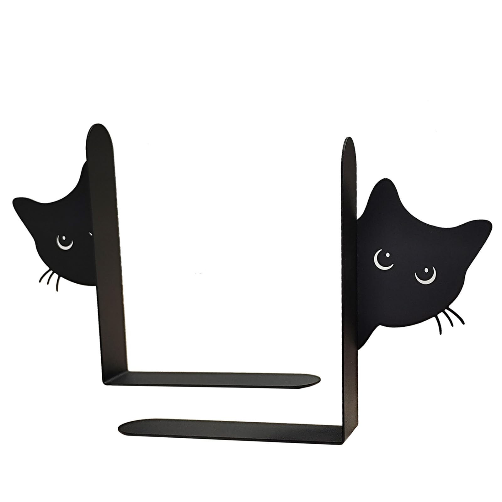 CHFYIJYHM Serre-Livres décoratifs en métal en Forme de Chat, Support de Livre, étagère antidérapante, Support en Fer Noir, Organisateur de Magazines et de CD, Serre-Livres