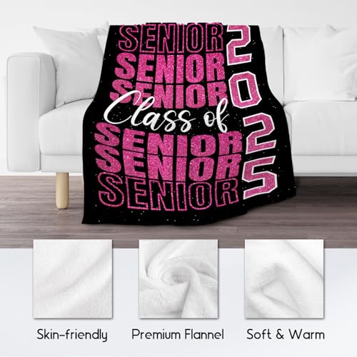 Graduation Blanket - Class of 2025 Graduation Gifts for Her or Him - 40"x50" Flannel Warm Throw Decorations - Senior 2025 Red Blankets for College, High School