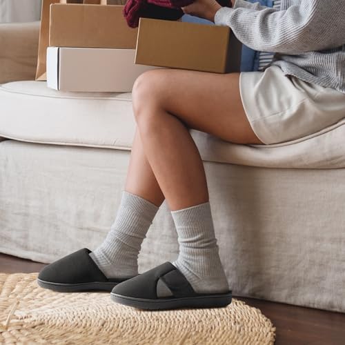 festooning Women's Slippers Soft Fuzzy Lined Memory Foam Adjustable Slip On Slides with Arch Support Comfy Warm Non-Slip Indoor House Slipper Shoes for Ladies2