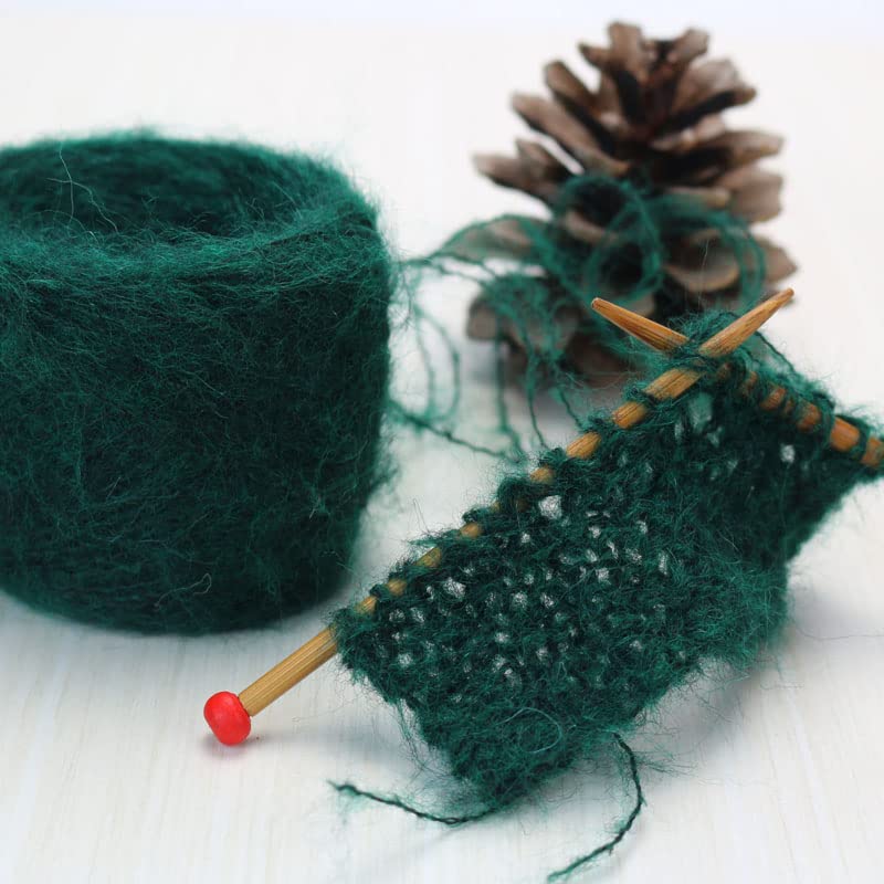 50g Mohair Yarn for Hand Knitting Wool Crochet Yarn to Knit Line Threads Knitted Yarn Plush Puffy Yarn DIY Needlework(Dark Green)