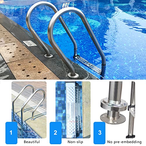 Escalera para piscina de acero inoxidable 2 peldaños antideslizante miniatura 4