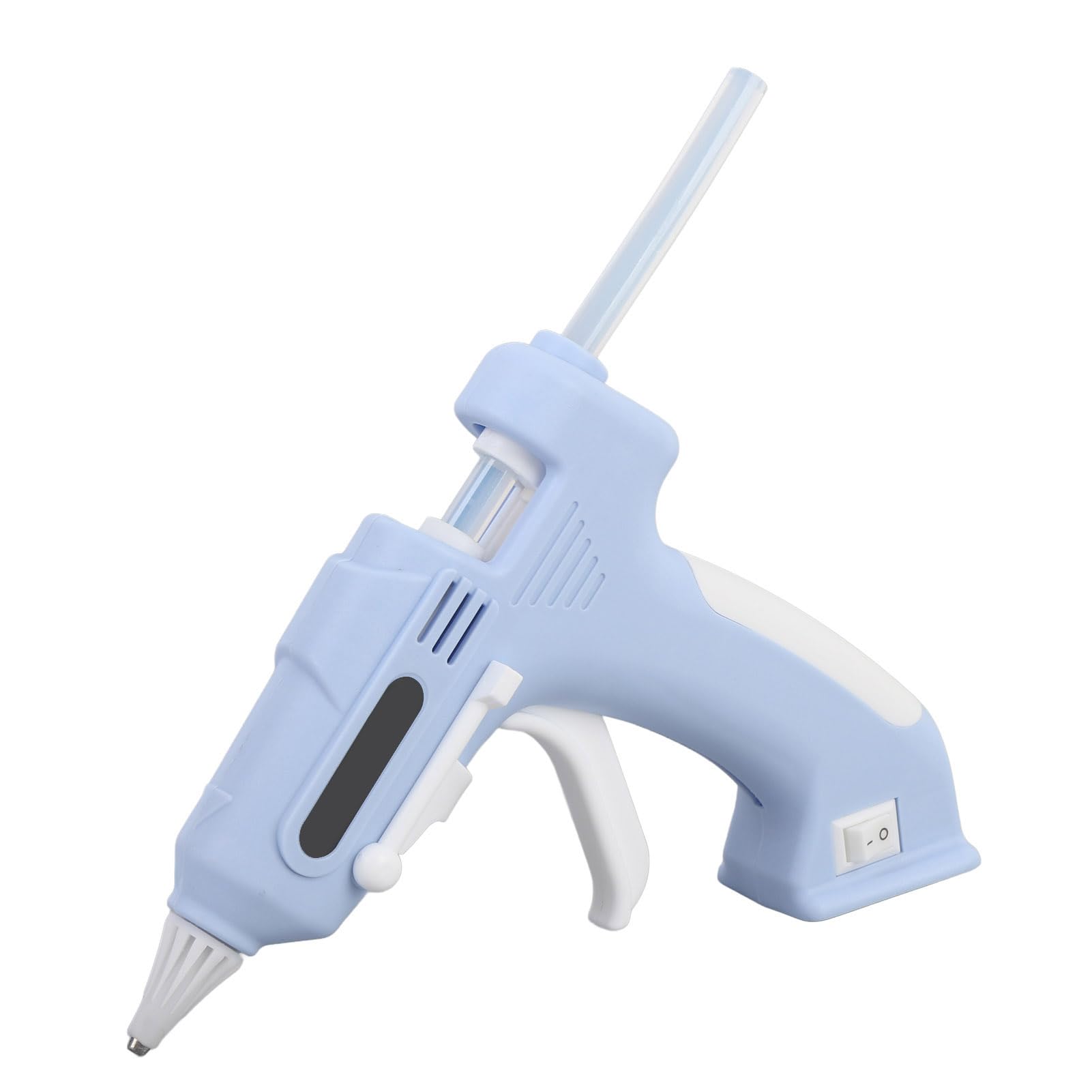 Electric Hot Glue Gun with 10Pcs 7mm Hot Glue Sticks, Hot Glue Gun and Sticks Set, Backflow Prevention Design, Cordless Hot Melt Glue Gun for Crafting, DIY and Repairs (Blue)