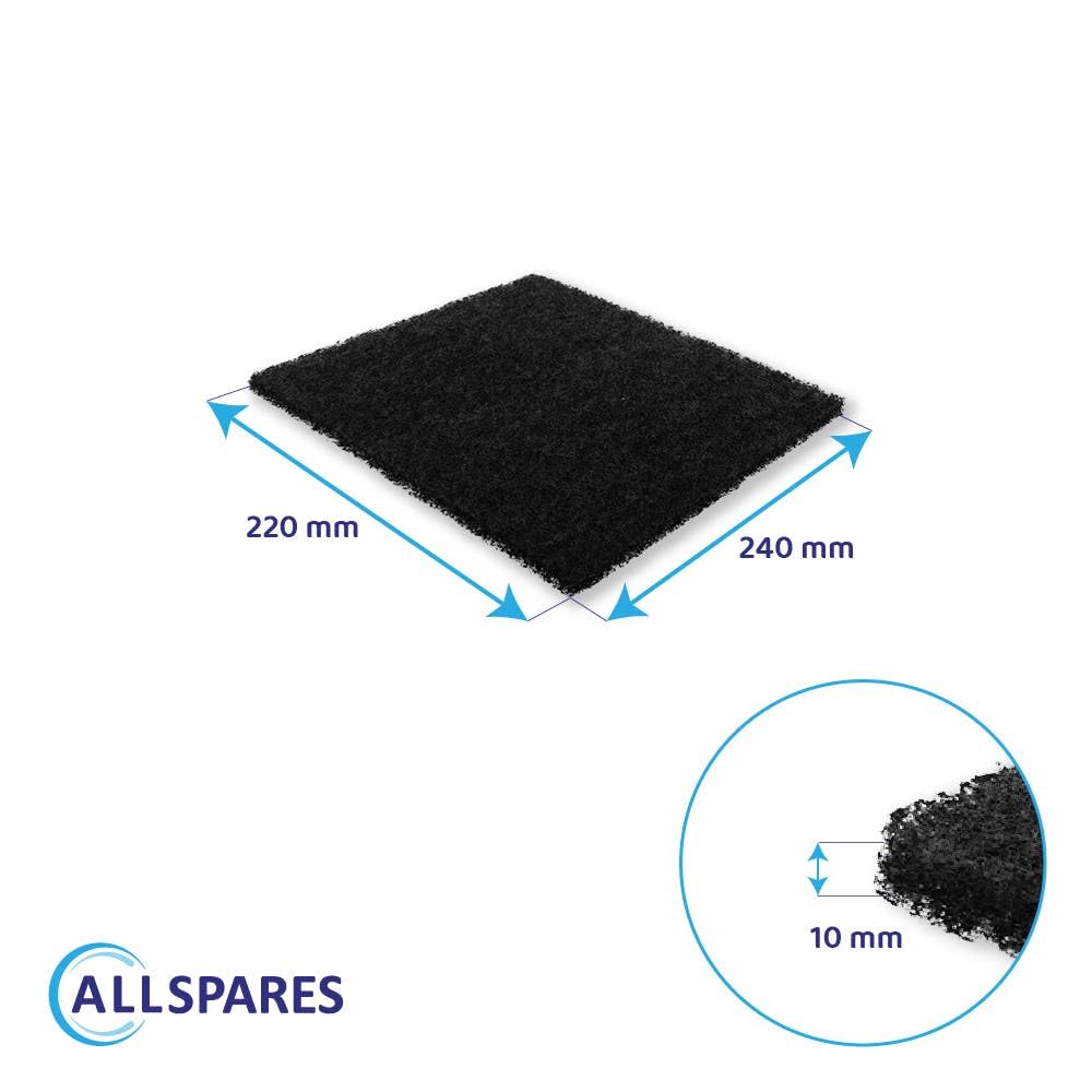AllSpares Filtr z węglem aktywnym do okapów kuchennych odpowiedni do Airone PCR3 | zamiennik do ACFCRETT21X24X1006 | filtr obiegowy, dopasowana alternatywa dla oryginału | 220 x 240 x 10 mm