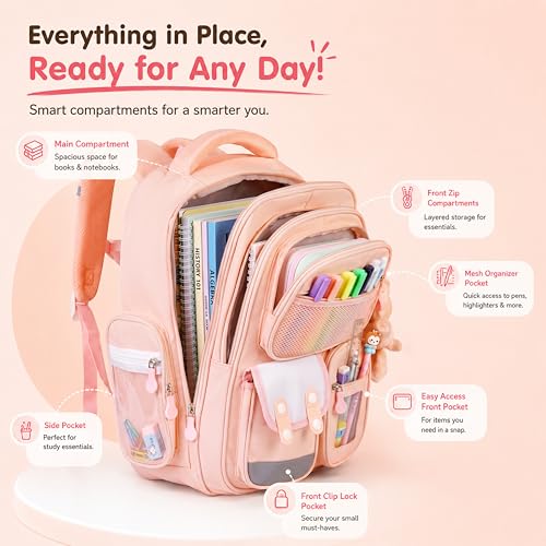 Image of Brainy Bundle School Backpack for Boys & Girls, Kids School Bag | 25L Capacity • 2 Compartments & 6 Pockets • Age 5-10 Years • Water-Resistant • Lightweight • Padded Straps