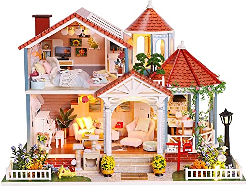 KavRave Miniature Dollhouse Kits,DIY Miniature Dollhouse Kit Plus LightÂ andÂ MusicÂ Movement,1:24 Scale Wooden Dollhouse Kit,Miniature House Kit with Dollhouse Furniture,DIY Toy for Adult and Teen