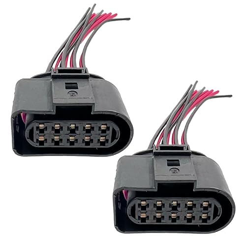 FainWan Paquete de 2 cables de conector de faro delantero de 10 pines 1J0973735 compatible con A3 A4S4 A5S5 A6S6 A8 Q3Q5Q7TT Bettle Bora Jetta Golf
