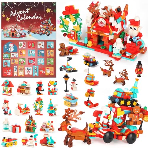 POPOYU Chrismtas Advent Calendar Building Blocks,2025 New Advent Calendar Mini 12in1 Building Blocks 2 Styles,24 Days Christmas Countdown Calendars Building Blocks Stem Toys for Kids Xmas Gifts