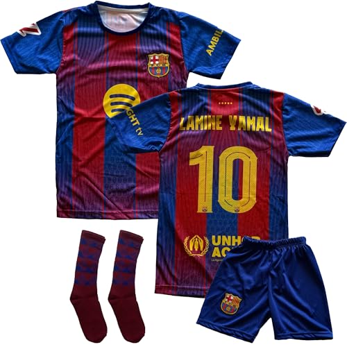 Gokaynex Barcelona Lamine Yamal, #19 Set Infantil de Camiseta, Calcetines y Pantalones Cortos, Deportiva para Niños, de Fútbol y Entrenamiento