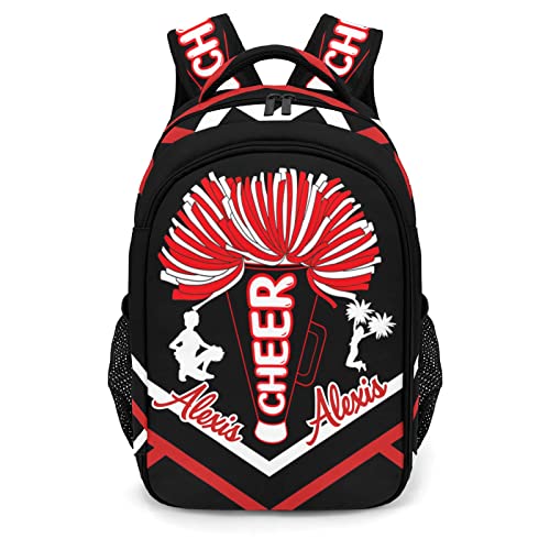 Personalized Cheerleaders Pom Cheer Red Backpack Name Casual Bag Daypack for Women Men Camping Hiking