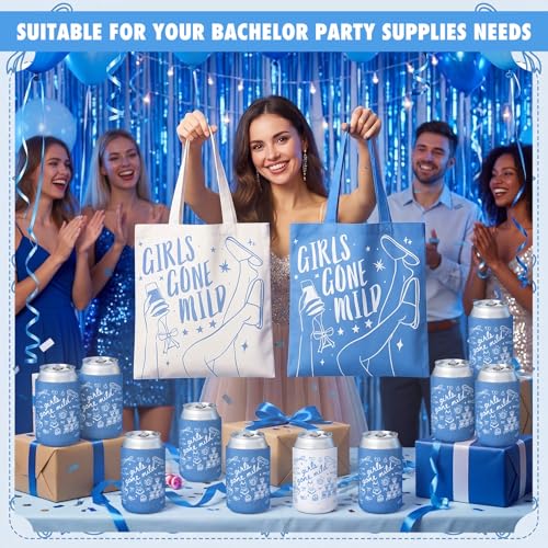 Image of SiliFine 12 Pcs Bachelorette Party Can Sleeves Bulk Coquette Bachelorette Decoration Cowgirl Can Sleeves for Bridal Shower Gifts (4 x 2.4 Inches,Girls Gone Mild)