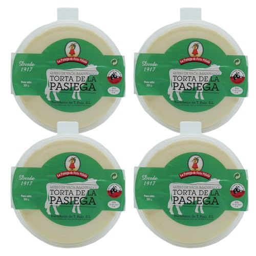 LA PASIEGA DE PEÑA PELADA Torta de Queso, PACK DE 4 Quesos redondos 300 gr (aprox) En tarrina - Textura Cremosa y Sabor Suave - Elaborado con Leche de Vaca Pasteurizada - Calidad Artesanal Española