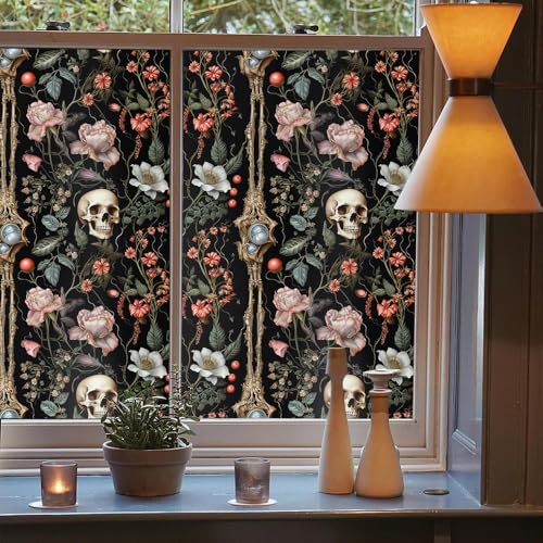 Vinilo decorativo floral oscuro rosa 16"x118" para ventana miniatura 3