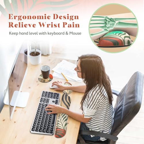 Image of Gimars Enlarge Silky and Superfine Fabric Gel Memory Foam Keyboard Wrist Rest Set, Ergonomic Keyboard Mouse Wrist Support for Typing Pain Relief, Comfort for Office, Gaming, Computer-Morandi Orange