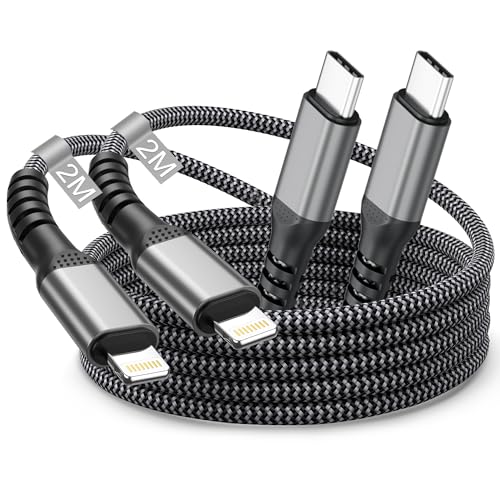 USB C to Lightning Cable 2M 2Pack, MFi Certified Apple iPhone Fast Charger Cable USB C Fast Charging Type C to Lightning Cable for Apple iPhone 14/14 Pro/14 Pro Max/13 Pro/13/12/12 Mini/11/XS/XR/8/SE