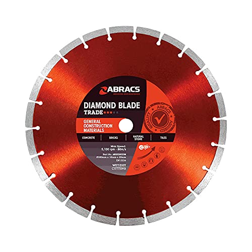 ABRACS ABDD30020M TRADE General Construction Materials Diamond Blade, 300mm x 10mm x 20mm, Pack of 10