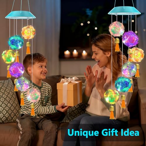Image of Toodour Solar Wind Chime, Color Changing Hydrangea Ball Wind Chimes LED Decorative Mobile Waterproof Outdoor Solar Lights Gifts for Mom Grandma, Garden, Patio, Yard, Window Decoration Birthday Gift