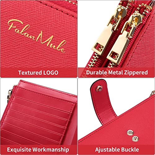 Image of FALAN MULE Wallets for Women Trifold Wristlet Wallets Large Capacity RFID Blocking Ladies Purse Credit Card Holder