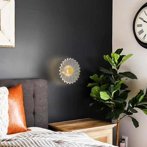 Image of Floral Mandala Acrylic Wall Light 8.5 x 8.5 Inch | Modern Decorative LED Wall Art | 6mm Clear Acrylic | 3-in-1 Mood Lighting | Home, Living Room & Bedroom Decor