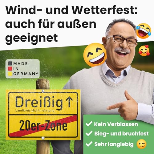 DankeDir! Dreißig 20er Zone - Schild 30 x 20 cm - Geburtstagsgeschenk 30. Geburtstag 30er Männer & Frauen 30 Jahre Geschenk - Geschenkidee Geburtstagsdeko Partydeko Geburtstagskarte