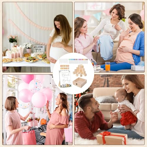 Oelrstfe Zestaw 118 gier na baby shower, zabawa na baby shower, kreatywna, drewniana dekoracja, baby shower, baby shower, dla chłopców i dziewcząt